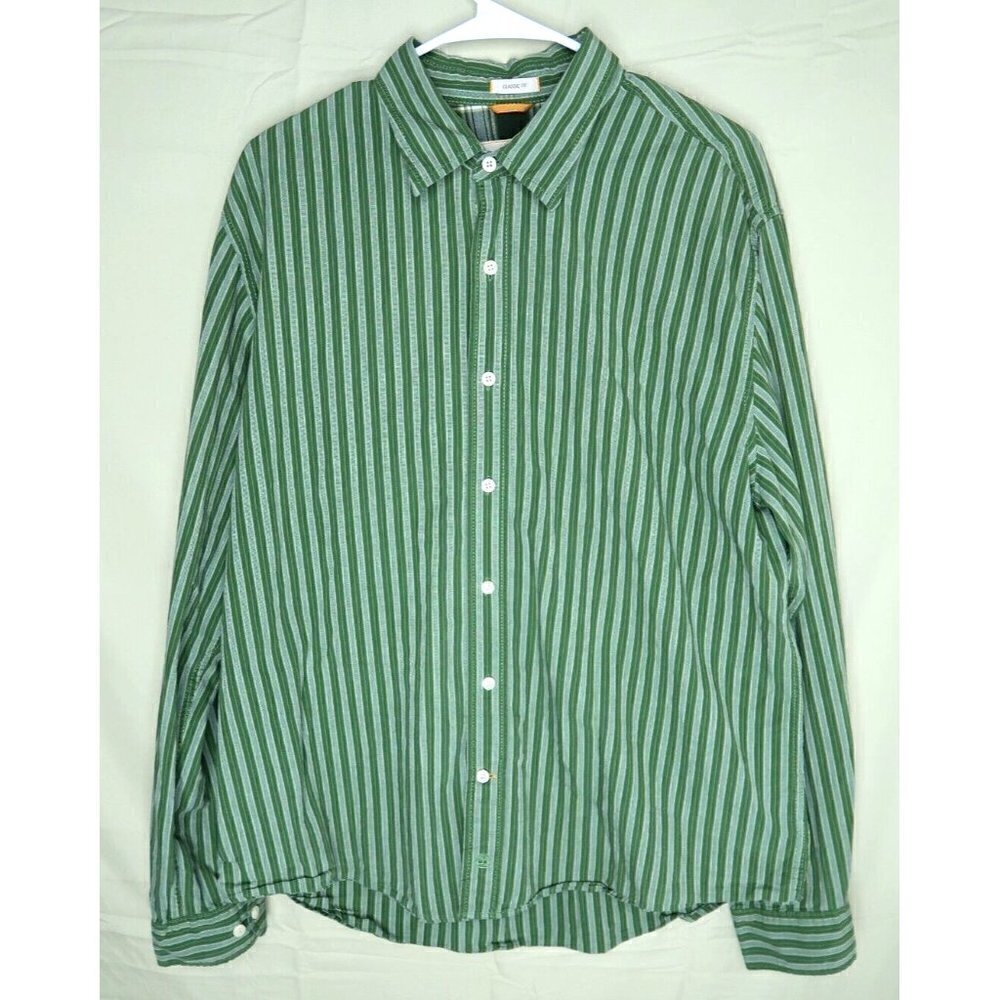 Timberland Shirt Stratham Issue Authentic Outdoor Gear Green Striped Mens XL